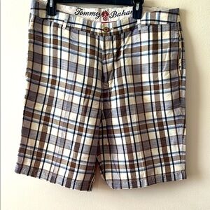Tommy Bahama Flat Front‎ Shorts Men’s 36 Paradise Nation Blue Brown Linen Blend